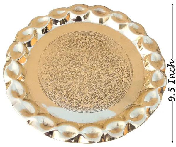 Brass_Plate_With_Flower_Design_-_9.5x9.5x0.5_Inch_(Z587_C)