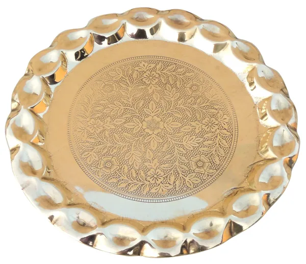 Brass_Plate_With_Flower_Design_-_9.5x9.5x0.5_Inch_(Z587_C)