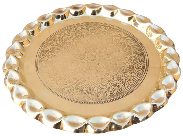 Brass_Plate_With_Flower_Design_-_11x11x0.5_Inch_(Z587_D)