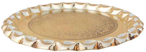 Brass_Plate_With_Flower_Design_-_11x11x0.5_Inch_(Z587_D)