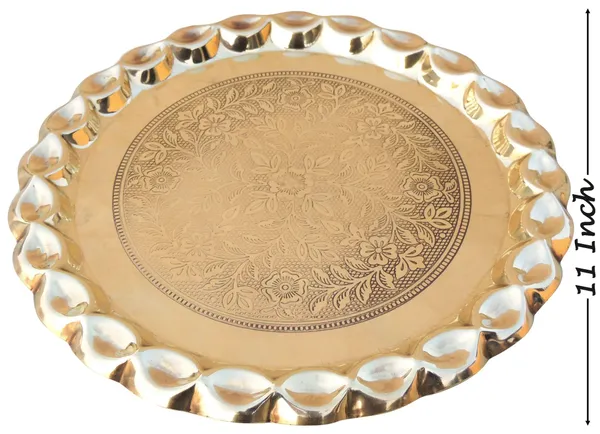 Brass_Plate_With_Flower_Design_-_11x11x0.5_Inch_(Z587_D)