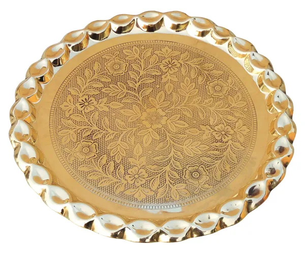 Brass_Plate_With_Flower_Design_-_13x13x0.5_Inch_(Z587_E)