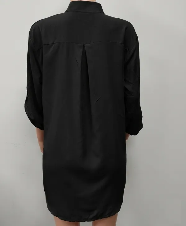 Liza_Femme_Black_Women_Liza_Femme_Shirt_Stand_Collar_Roll-up_Long_Sleeve_Shirt_Tops_Sequins_Patch_Pocket_Single_Breasted_Sunscreen_Shirt