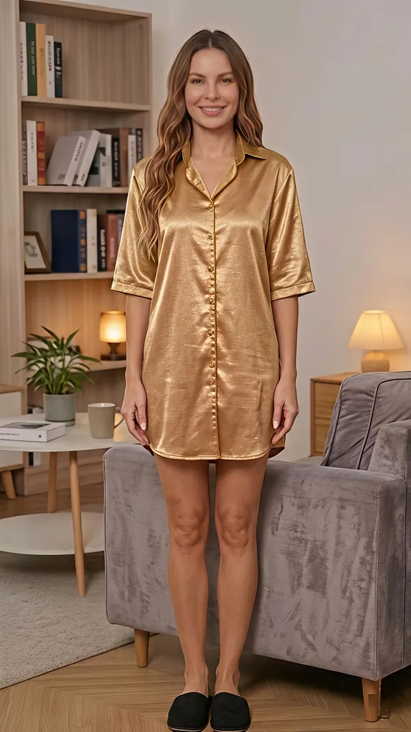 Liza_Femme_Golden_Casual_Loose__Silky_Sexy_Shirt_Home_Style_Comfortable