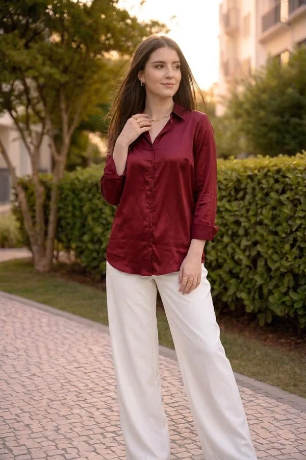 Liza_Femme_Women_Mehroon_Comfort_Formal_Satin_Shirt