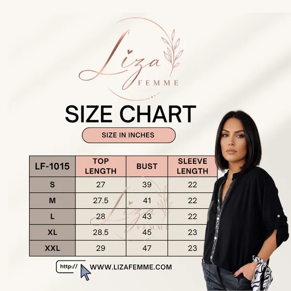 Liza_Femme_Black_Women_Liza_Femme_Shirt_Stand_Collar_Roll-up_Long_Sleeve_Shirt_Tops_Sequins_Patch_Pocket_Single_Breasted_Sunscreen_Shirt