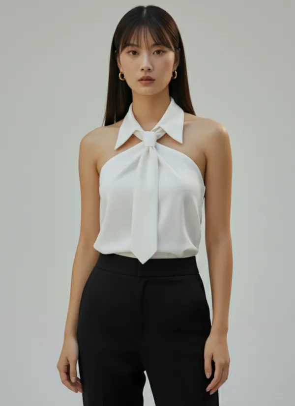 Liza_Femme_CEO_Chic_Tie-Neck_Halter_Top