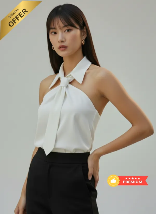 Liza_Femme_CEO_Chic_Tie-Neck_Halter_Top