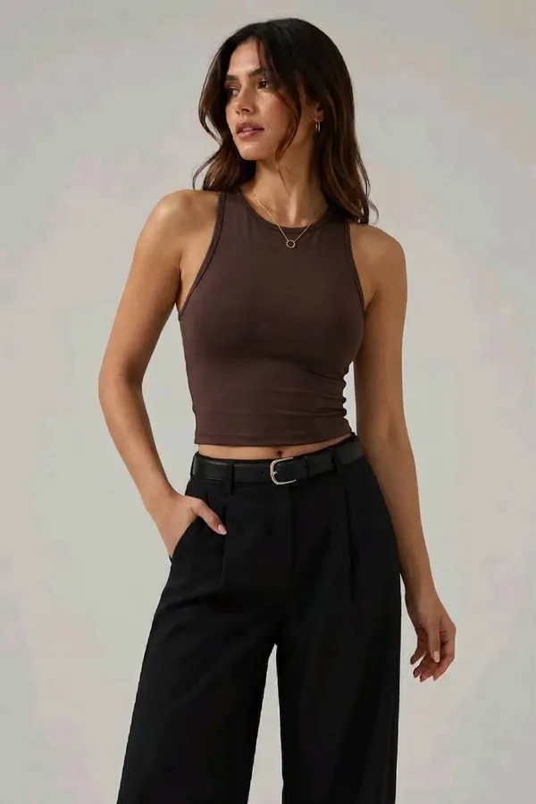 Liza_Femme_Micro_Modal__Fabric_Ultra_Breathable_Coffee_Crop_Tank_Top