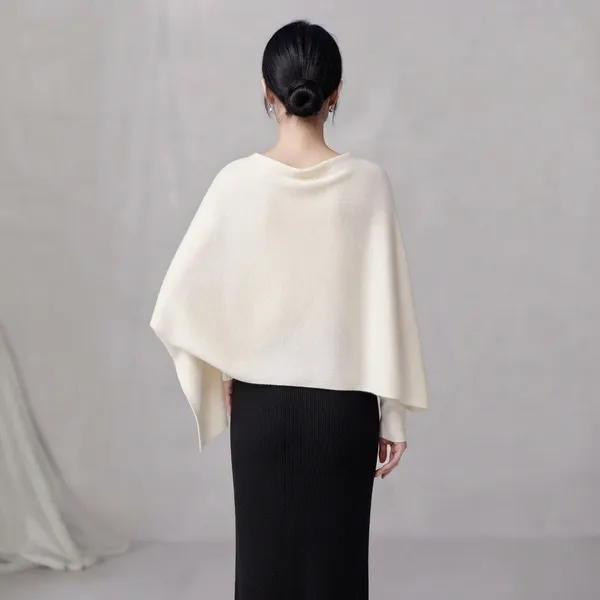 White_Korean_Elegance_Women_Layered_Cape_Two-Piece_Set
