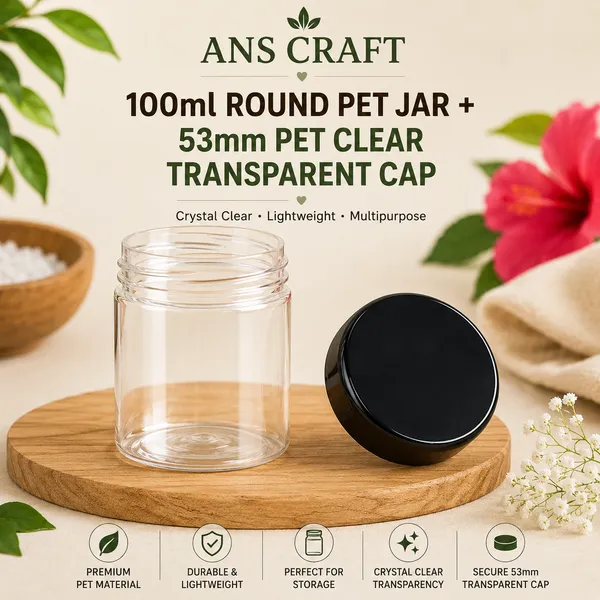 100ml_Round_PET_Jar_with_53mm_Black_Cap_–_Cosmetic_&_Skincare_Packaging_Jar