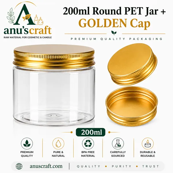 200ml_Round_PET_Jar_with_53mm_Aluminium_Gold_Cap_–_Cosmetic_&_Skincare_Packaging_Jar