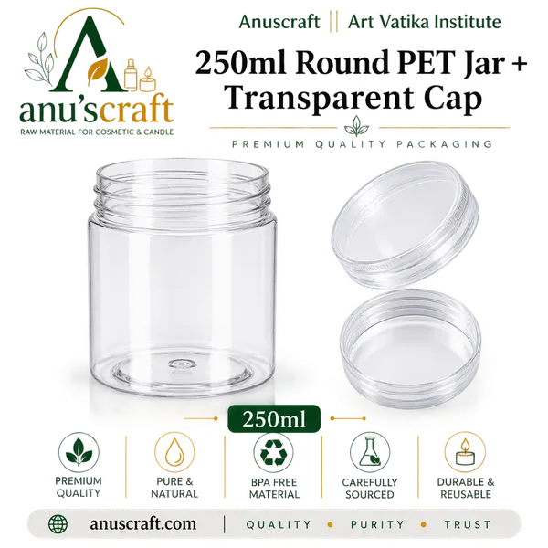 250ml_Round_PET_Jar_+_63mm_PET_Clear_Transparent_Cap