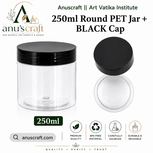 250ml_Round_PET_Jar_with_63mm_Black_High_Neck_Cap_–_Cosmetic_&_Skincare_Packaging_Jar