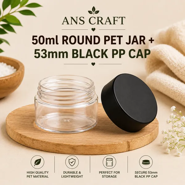 50ml_Round_PET_Jar_with_53mm_Black_PP_Cap_–_Cosmetic_&_Skincare_Packaging_Jar