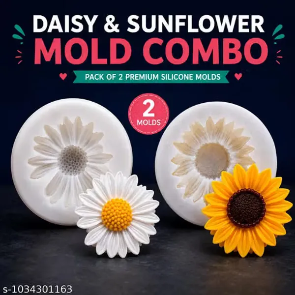 ANU’SCRAFT_Daisy_&_Sunflower_Silicone_Mould_Combo_–_Pack_of_2_Flower_Moulds_for_Candle_Making,_Soap_Crafts_&_DIY_Décor