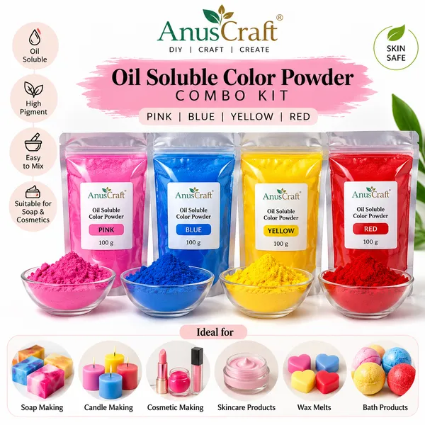 AnusCraft_Oil_Soluble_Color_Powder_Combo_Kit_–_4_Colors_(Pink,_Blue,_Yellow_&_Red),_100g_Each_|