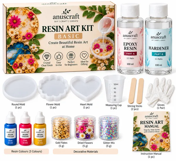 Anuscraft_Basic_Resin_Art_Kit_–_200ml_Epoxy_Resin_&_Hardener_DIY_Craft_Kit_with_3_Resin_Colours,_Silicone_Moulds,_Gold_Flakes,_Dried_Flowers,_Glitter_&_Step-by-Step_Manual