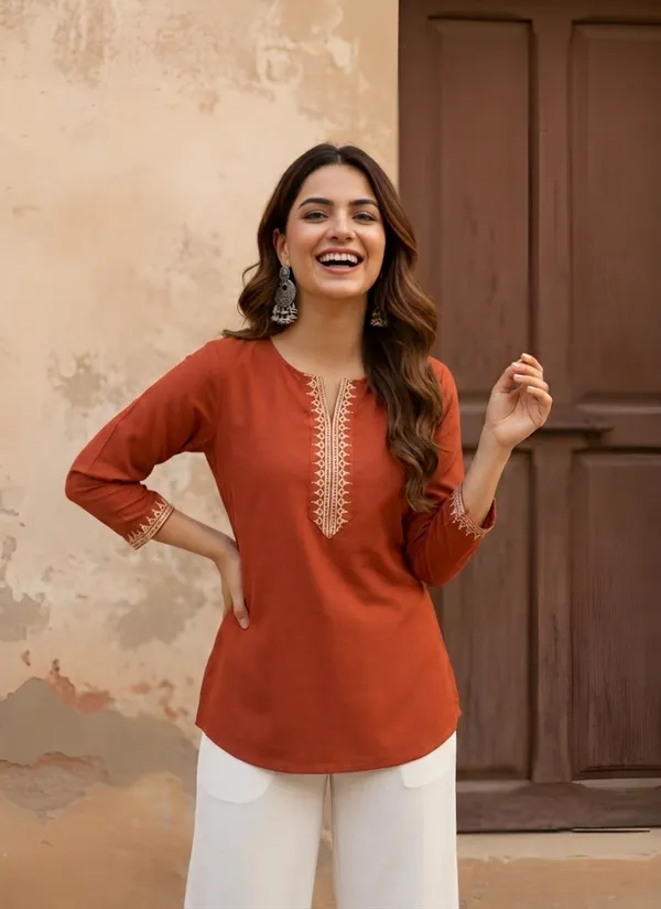 Rust_Embroidered_Straight_Kurta_for_Women