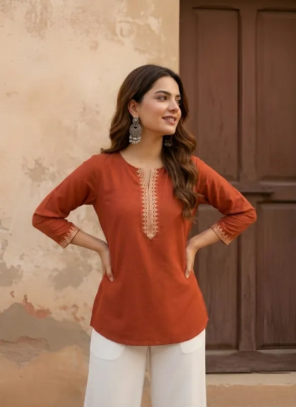 Rust_Embroidered_Straight_Kurta_for_Women