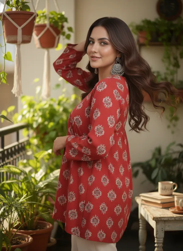Red_Printed_Flared_Kurti_for_Women