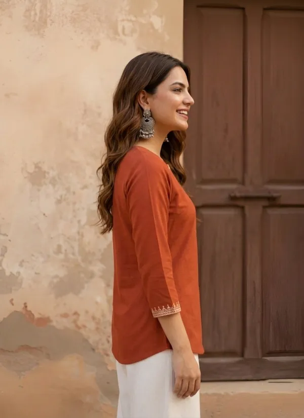 Rust_Embroidered_Straight_Kurta_for_Women