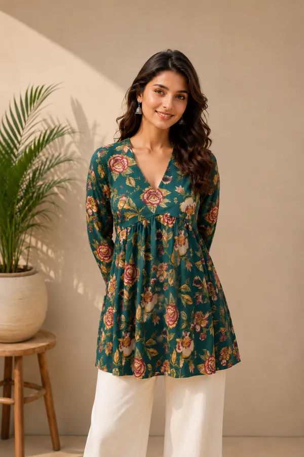 Green_Floral_Print_Flared_Kurta_for_Women
