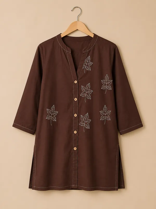 Brown_Embroidered_Straight_Kurta_for_Women