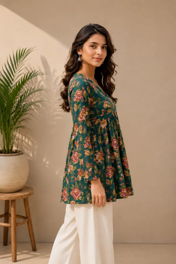 Green_Floral_Print_Flared_Kurta_for_Women