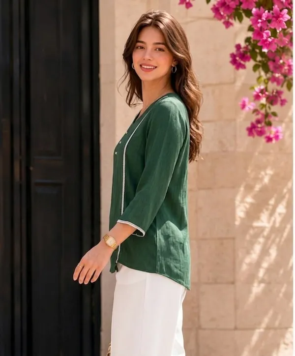 Green_Relaxed_Fit_Tunic_Top_for_Women
