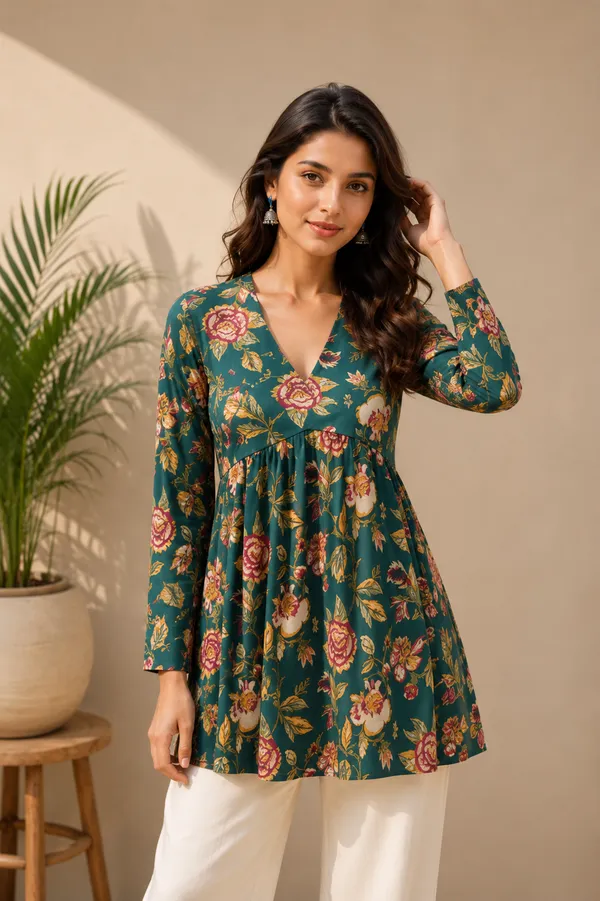 Green_Floral_Print_Flared_Kurta_for_Women