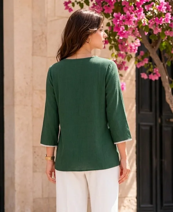 Green_Relaxed_Fit_Tunic_Top_for_Women