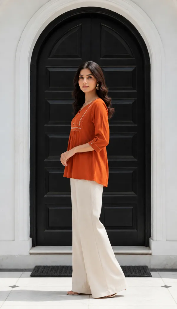 Orange_Embroidered_Peplum_Kurta_for_Women