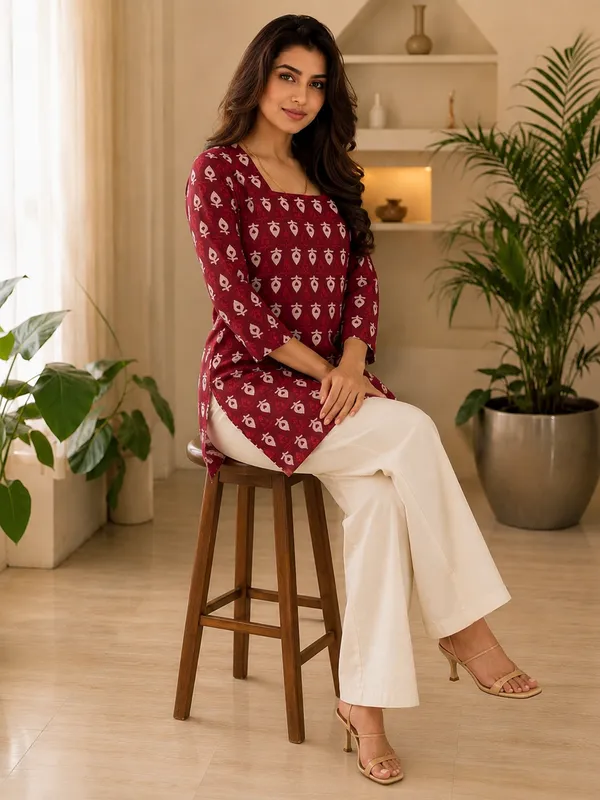 Maroon_Printed_Straight_Kurta_for_Women