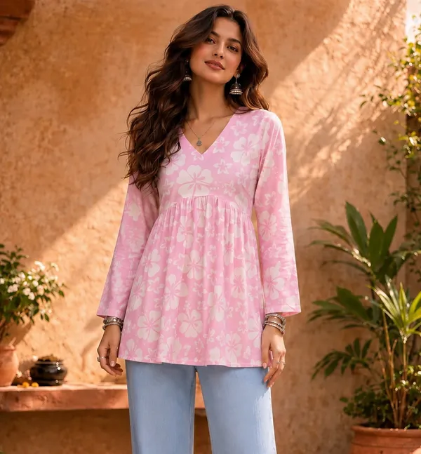 Pink_Floral_Peplum_Top_for_Women