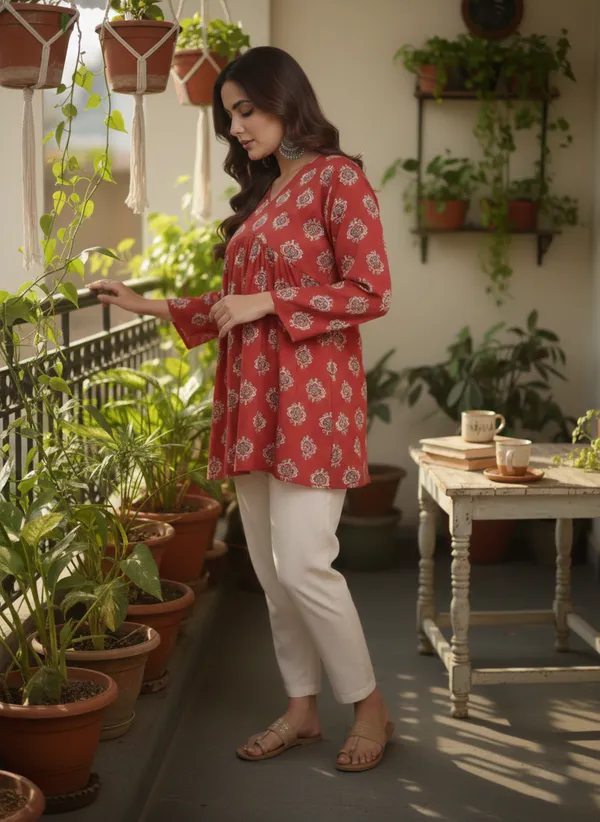 Red_Printed_Flared_Kurti_for_Women
