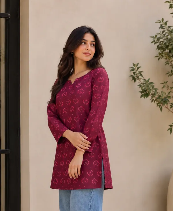 Maroon_Printed_Straight_Kurti_for_Women