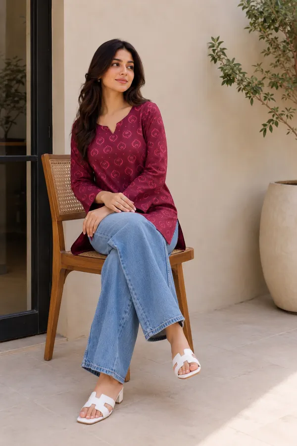 Maroon_Printed_Straight_Kurti_for_Women