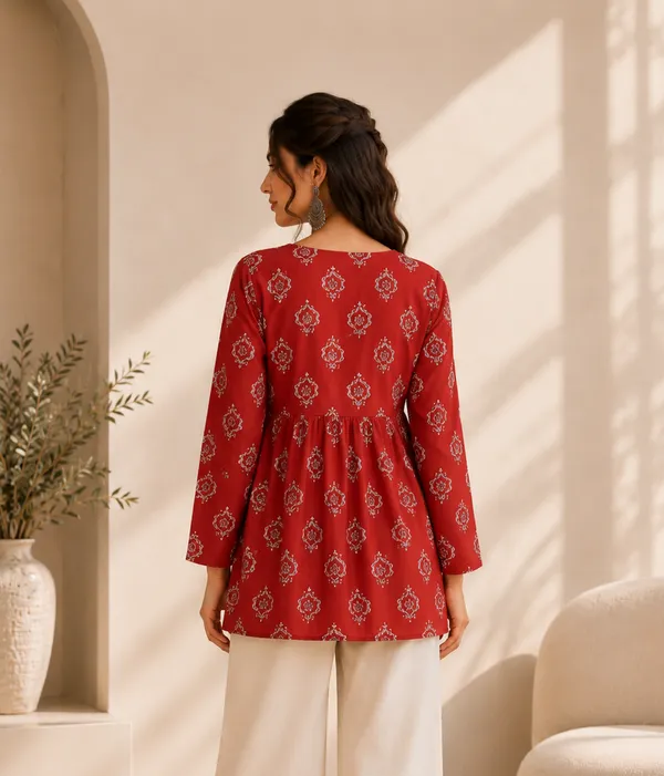Red_Printed_Flared_Kurti_for_Women