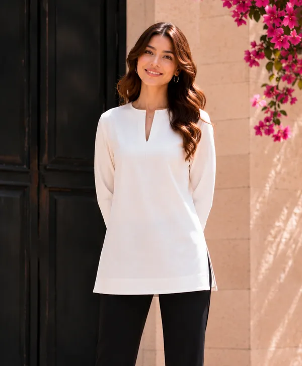 White_Relaxed_Fit_Tunic_Top_for_Women