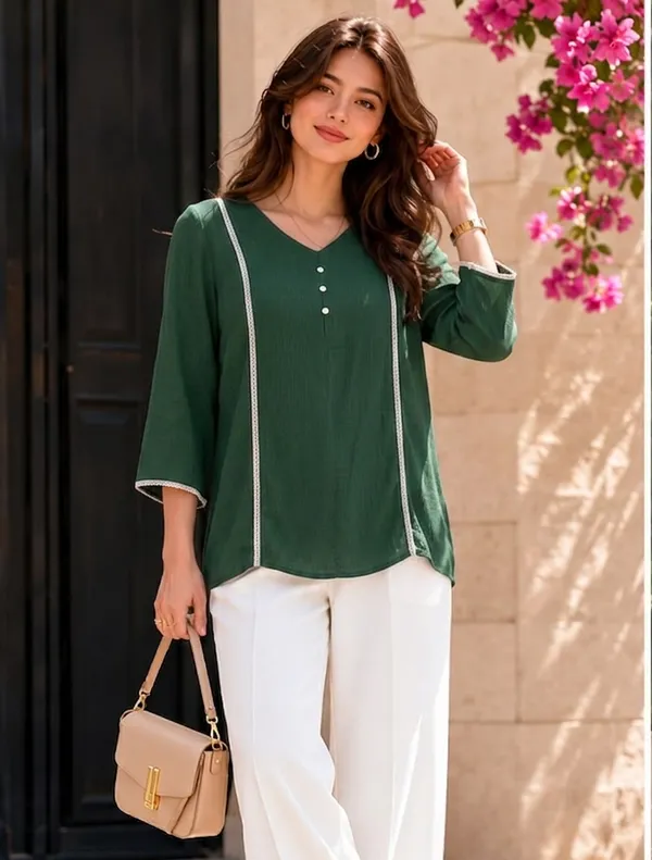 Green_Relaxed_Fit_Tunic_Top_for_Women