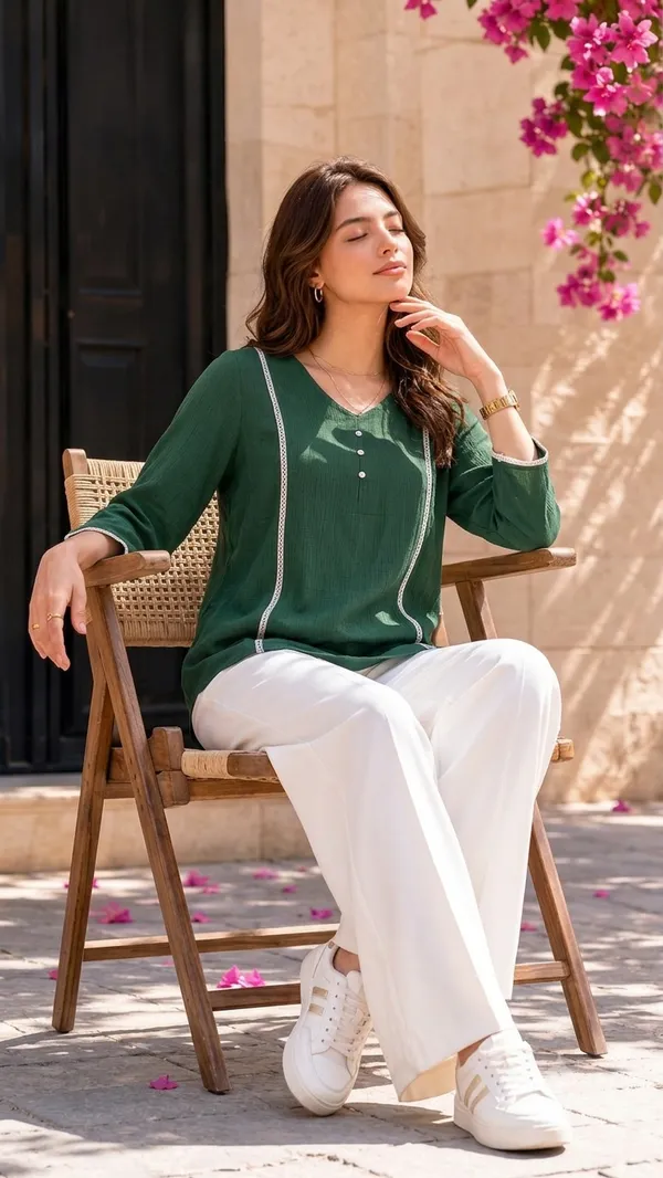 Green_Relaxed_Fit_Tunic_Top_for_Women