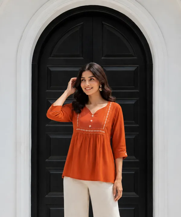 Orange_Embroidered_Peplum_Kurta_for_Women