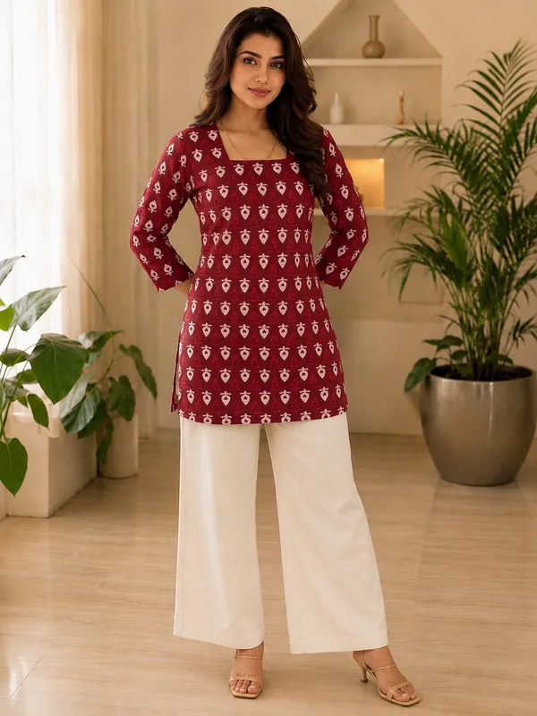 Maroon_Printed_Straight_Kurta_for_Women
