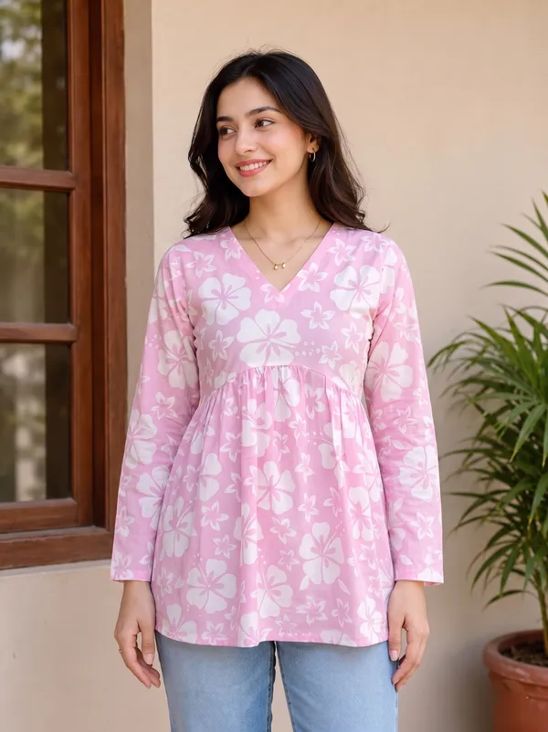 Pink_Floral_Peplum_Top_for_Women
