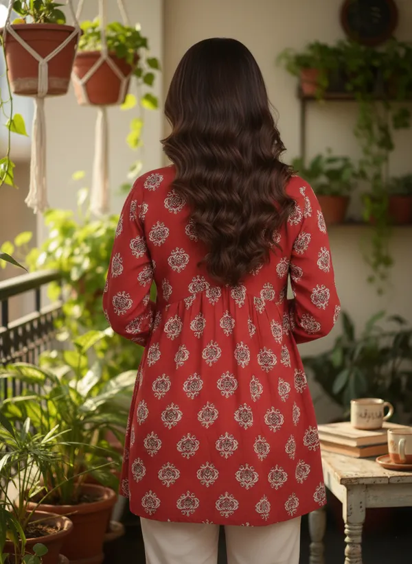 Red_Printed_Flared_Kurti_for_Women