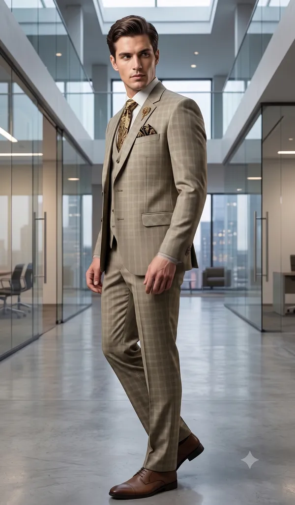 Greenish_Beige_Checked_Blazer_for_Men_-__3_piece