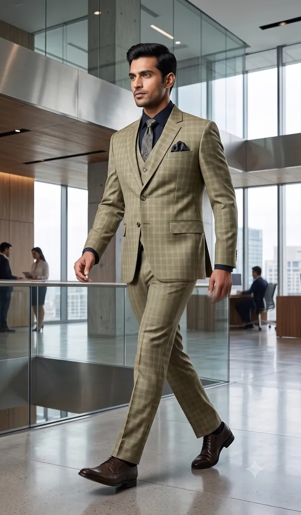 Greenish_Beige_Checked_Blazer_for_Men_-__3_piece