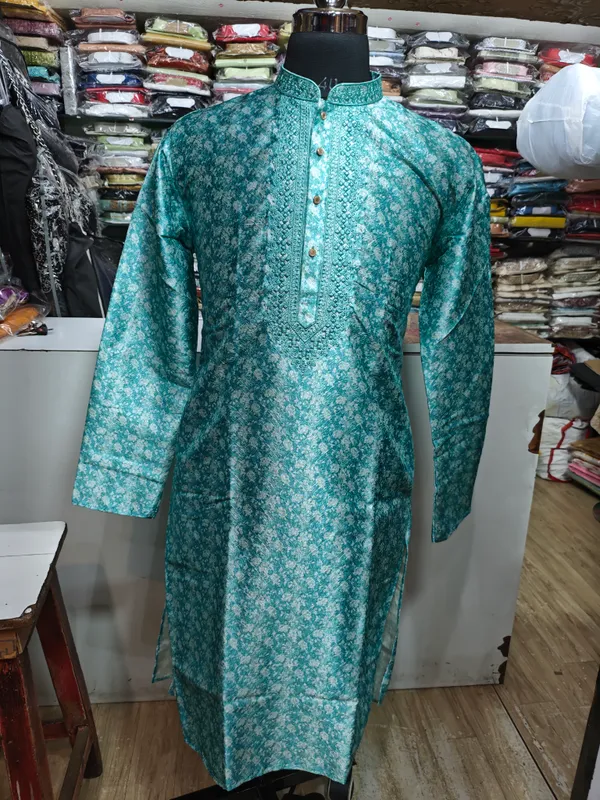 Teal_Printed_Traditional_Kurta_for_Men