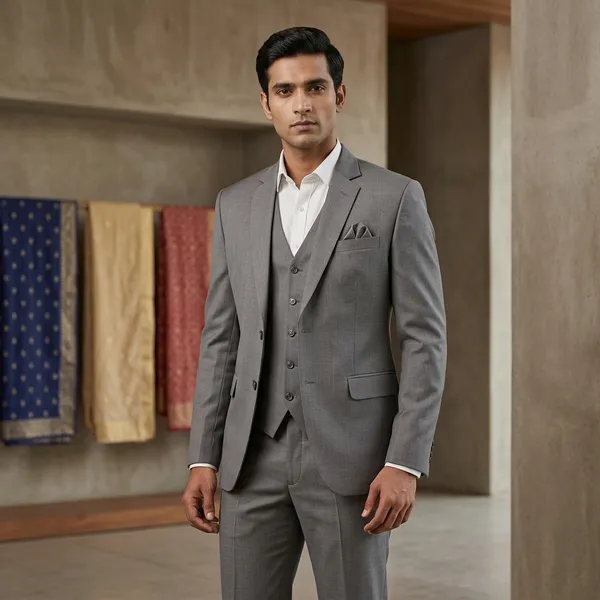 Grey_Polyester_Viscose_Tailored_Suit_Set_For_Men